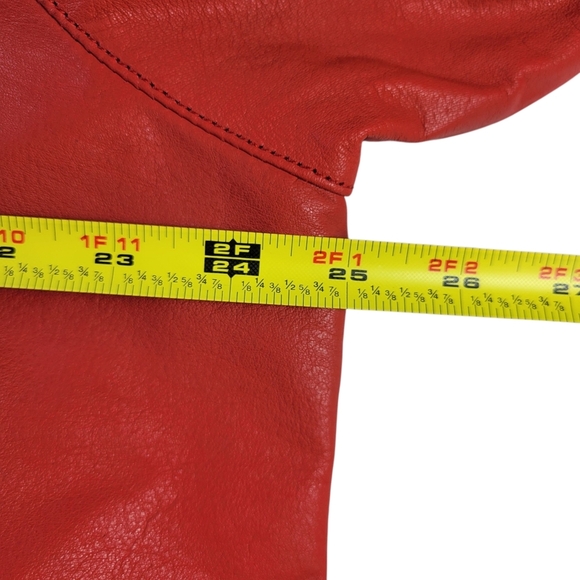 Avanti Leather Jacket Coat Women Size 1X Red Open Front Slip Pockets Vintage - Picture 7 of 9